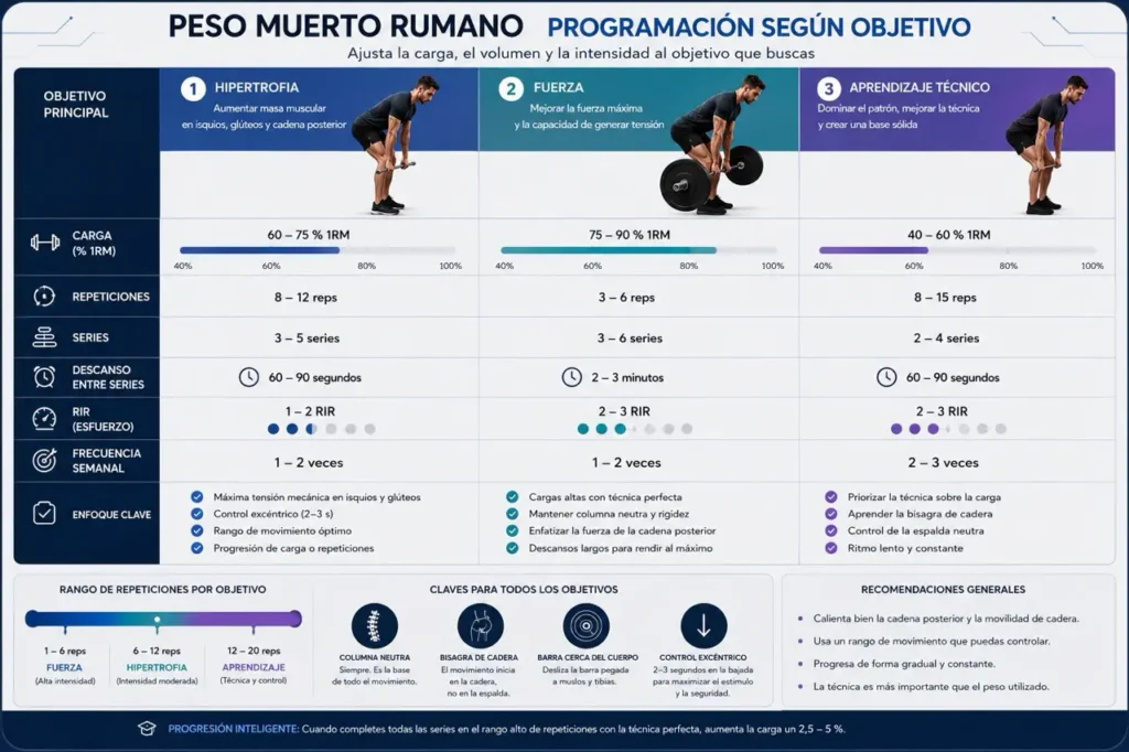 Cuánto peso, series y repeticiones en peso muerto rumano