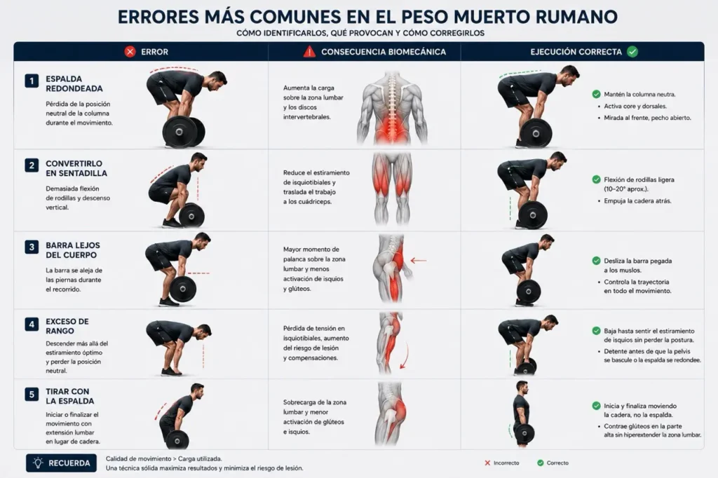 Errores más comunes en el peso muerto rumano