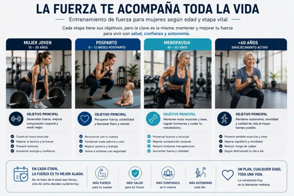 Entrenamiento de fuerza para mujeres según edad y etapa vital