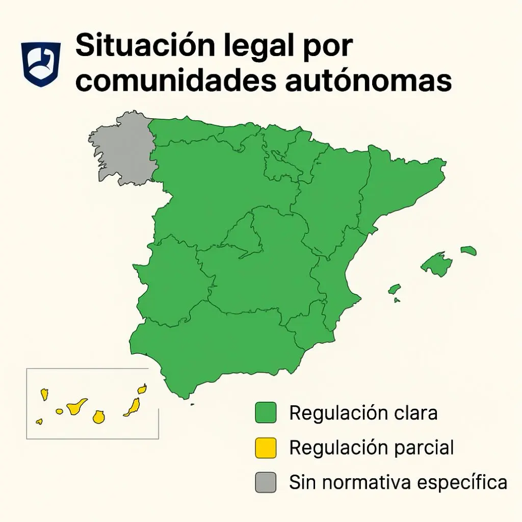 Mapa de situación legal del entrenador personal en España por comunidades autónomas