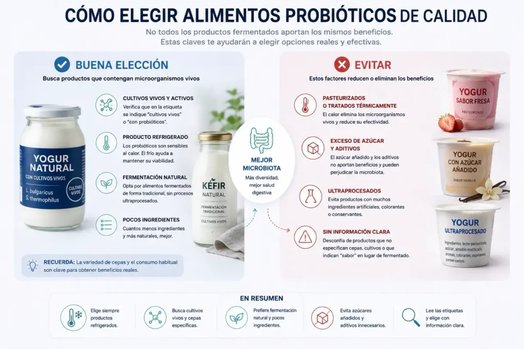 Cómo elegir alimentos probióticos de calidad