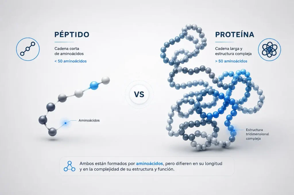 Diferencia entre péptidos y proteínas