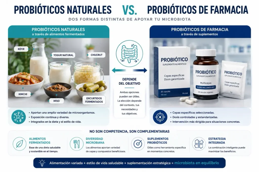 Diferencia entre probióticos de farmacia y probióticos naturales