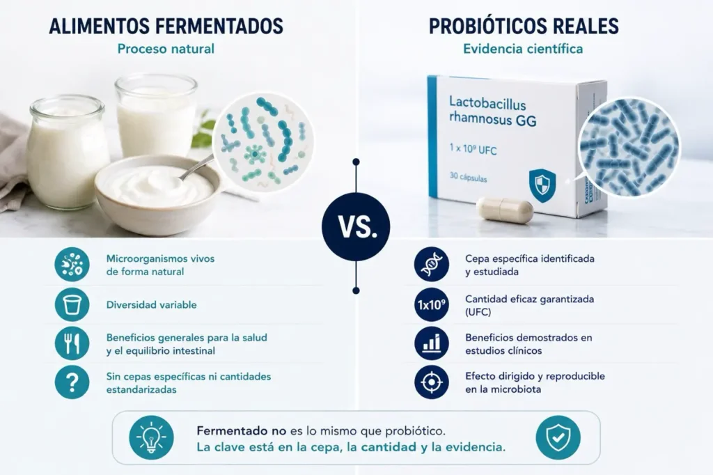 Diferencias entre fermentado y probiótico real