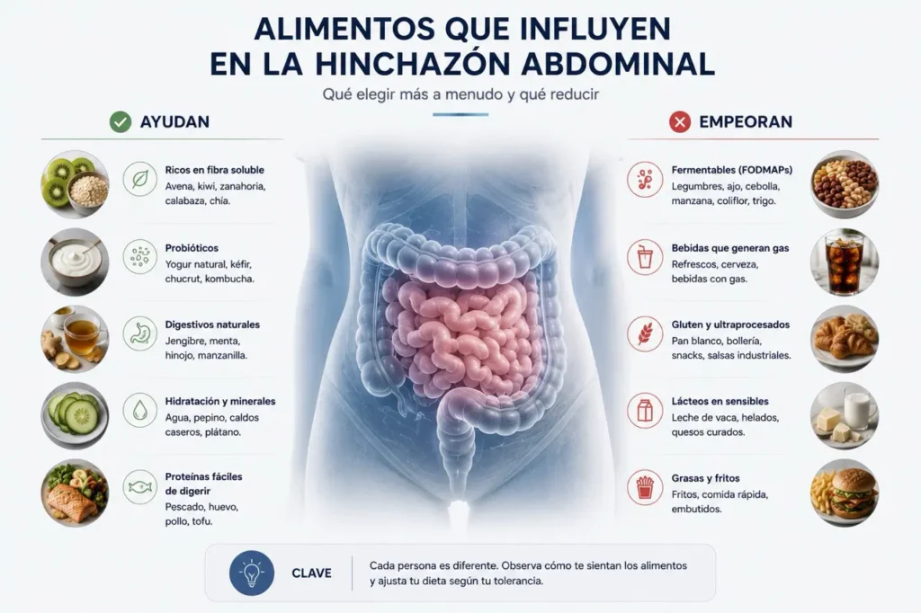 alimentos que influyen en la hinchazón abdominal