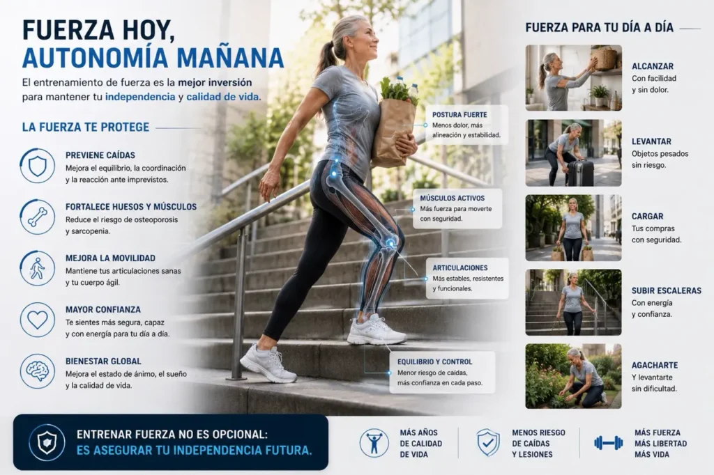 autonomía, envejecimiento yprevención de caídas entrenamientos mujer