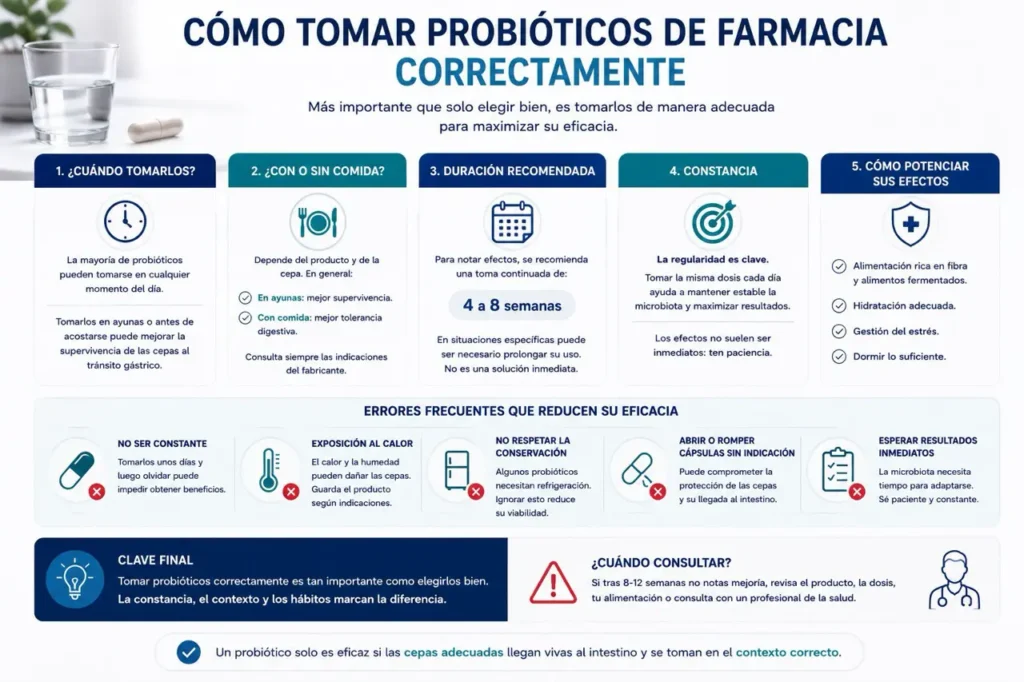 cómo tomar probióticos de farmacia correctamente