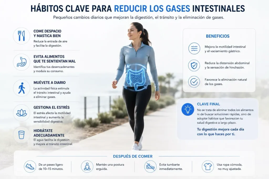 hábitos para reducir los gases intestinales