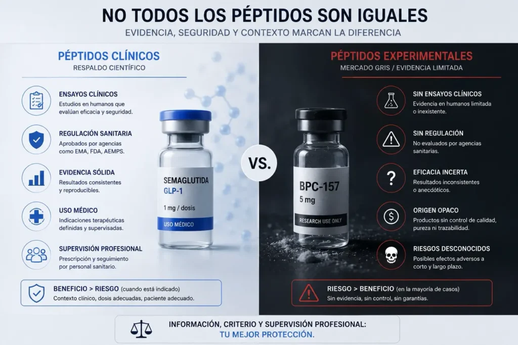 péptidos legales aprobados y compuestos experimentales