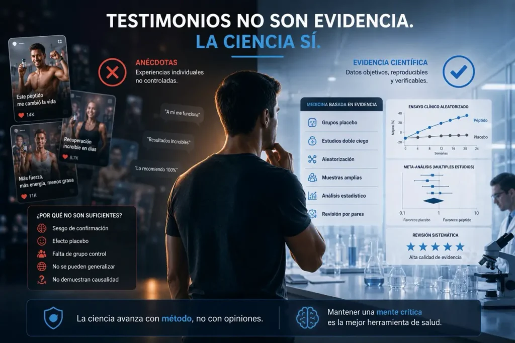 testimonios vs ciencia de péptidos