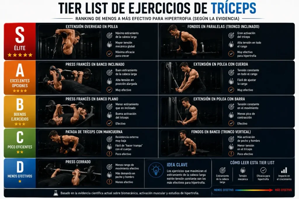 tier list ejercicios tríceps