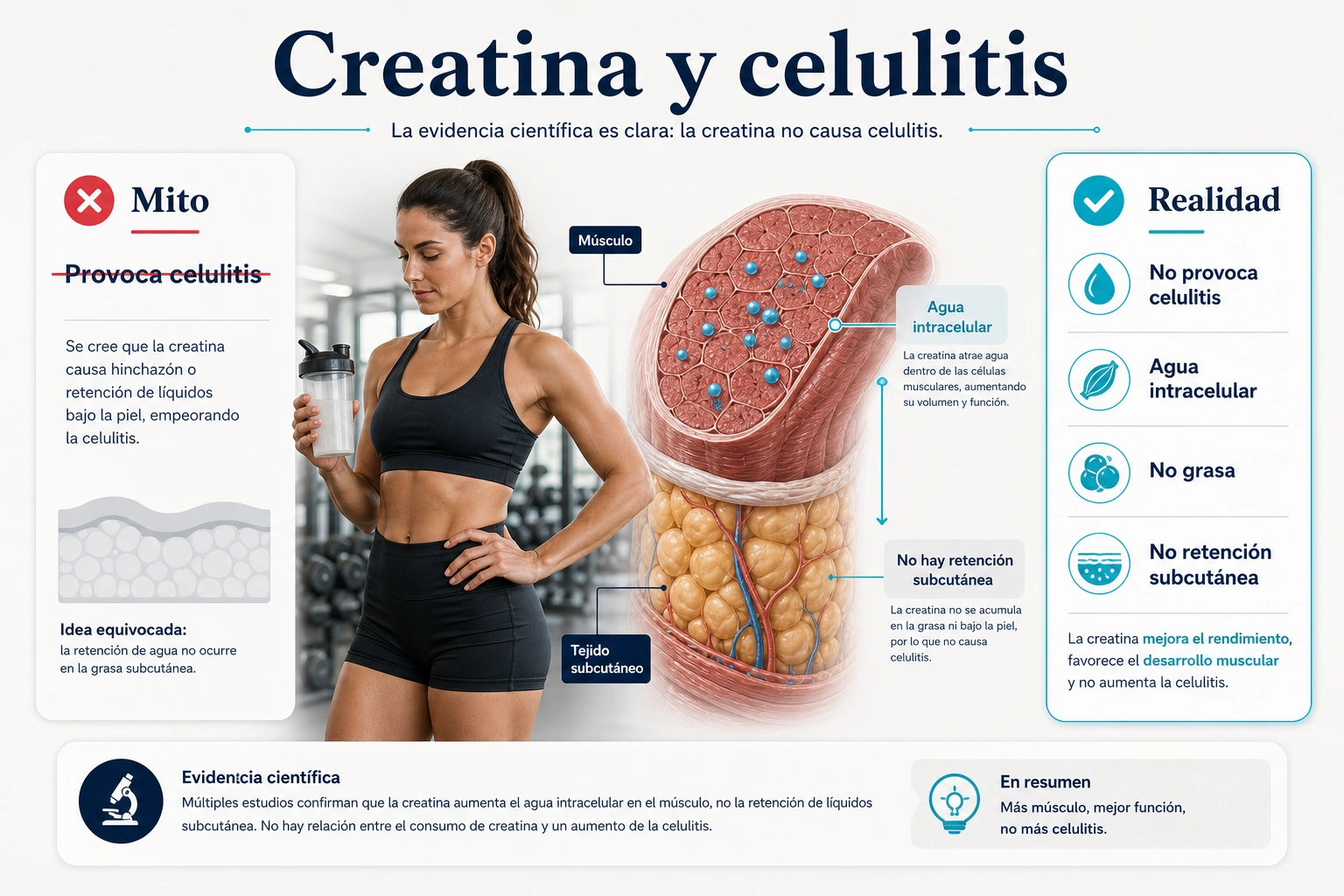 Creatina y celulitis en mujeres con agua intracelular no grasa y sin retencion subcutanea