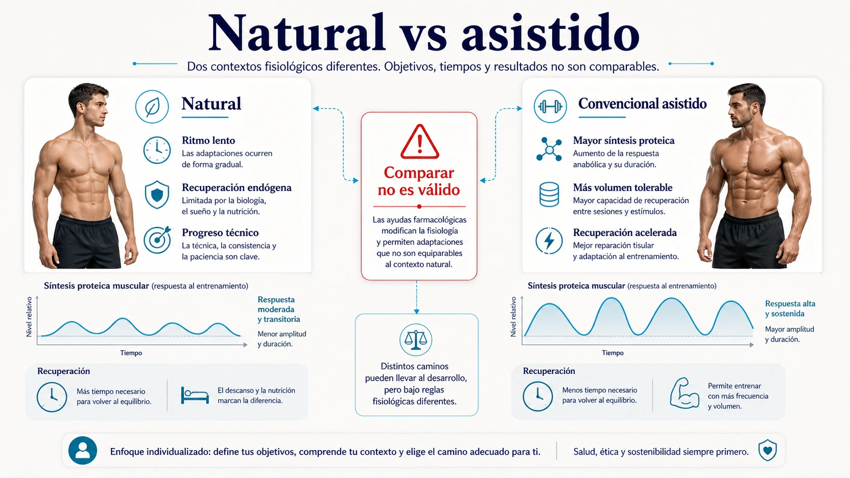 Comparativa culturismo natural frente a asistido con ritmo lento recuperacion endogena sintesis proteica y comparacion no valida