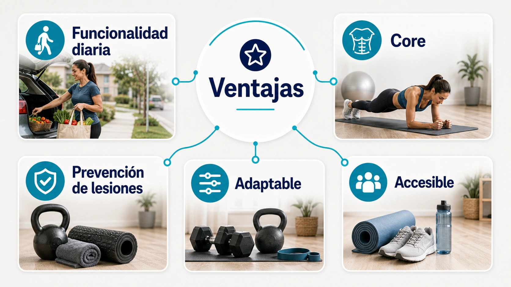 Ventajas del entrenamiento funcional con funcionalidad diaria core prevencion de lesiones adaptabilidad y accesibilidad