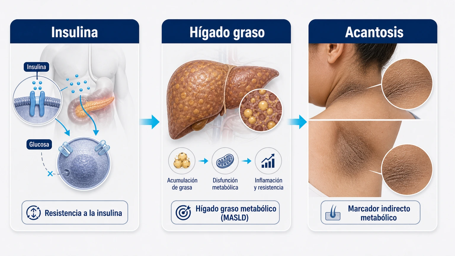 Diagrama de resistencia a la insulina hígado graso y acantosis nigricans