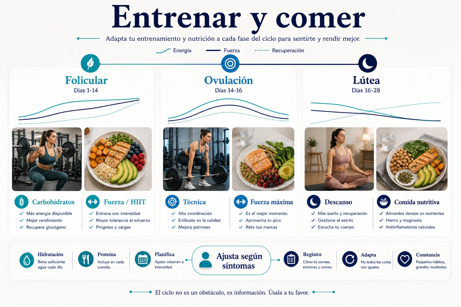 Entrenar y comer segun el ciclo menstrual en fase folicular ovulacion y fase lutea