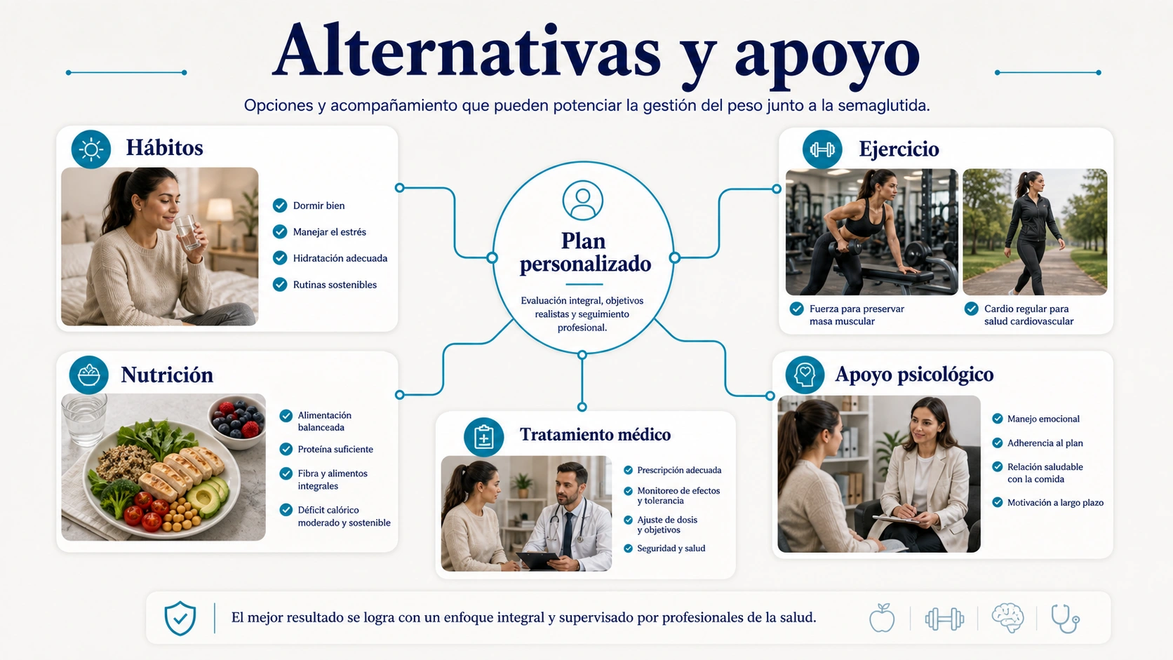 Alternativas y apoyo a Ozempic con habitos ejercicio nutricion apoyo psicologico tratamiento medico y plan personalizado