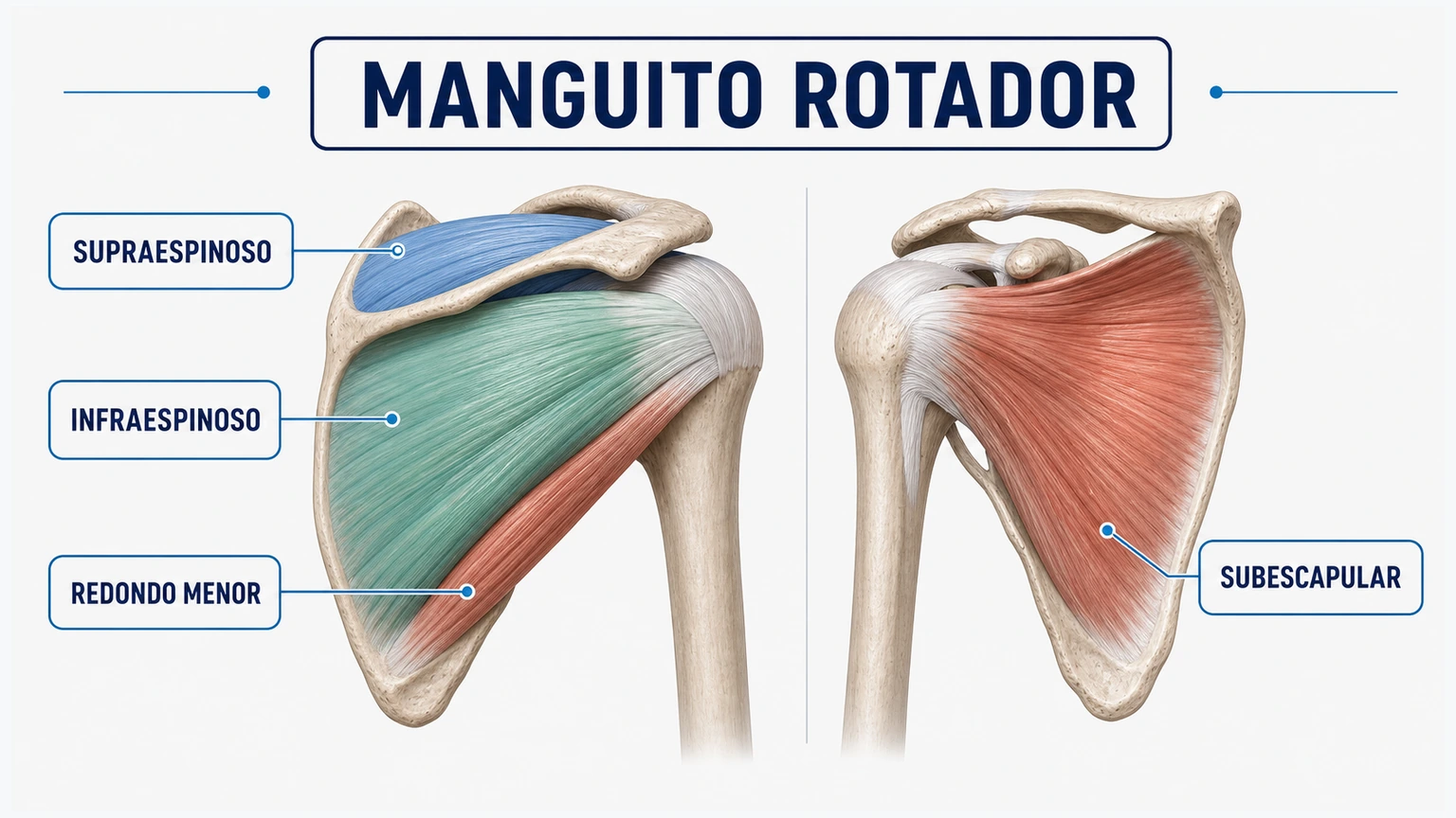 Diagrama del manguito rotador con supraespinoso infraespinoso redondo menor y subescapular