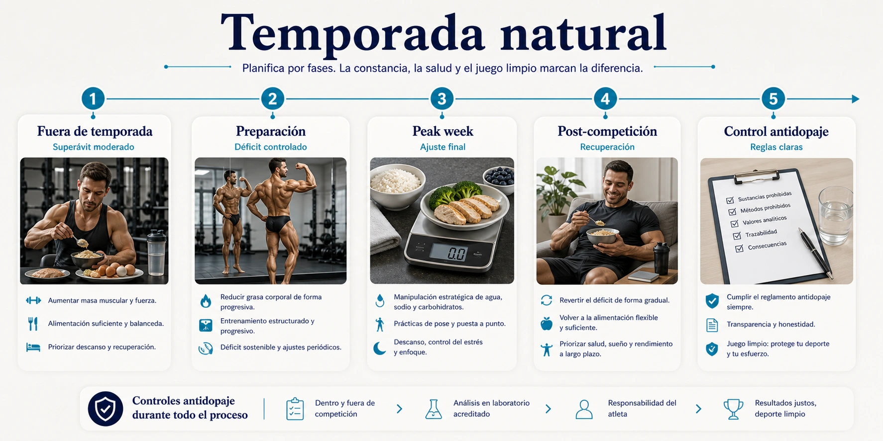 Temporada de culturismo natural con fuera de temporada preparacion peak week post competicion y control antidopaje
