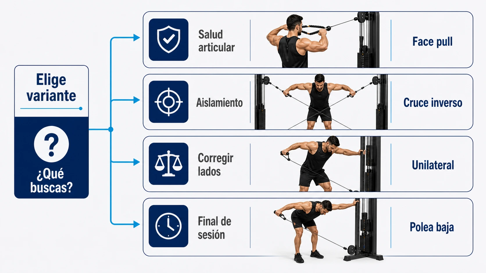 Árbol de decisión para elegir variantes de deltoides posterior en polea