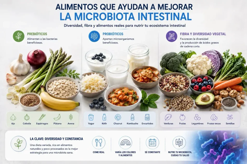 Alimentos que ayudan a mejorar la microbiota intestinal