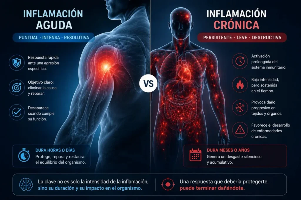Diferencia entre inflamación aguda y crónica