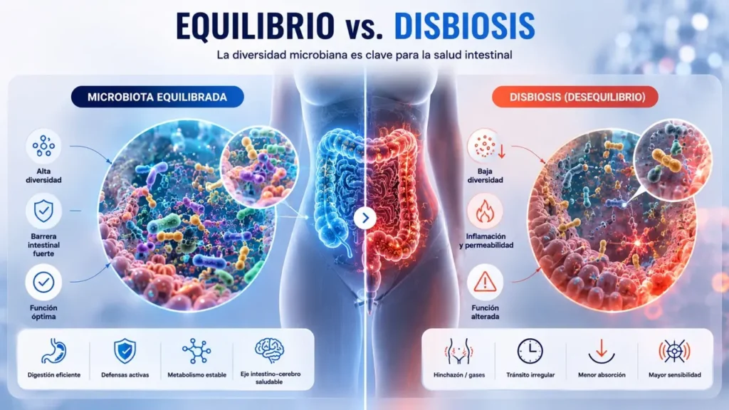 equilibrio vs disbiosis