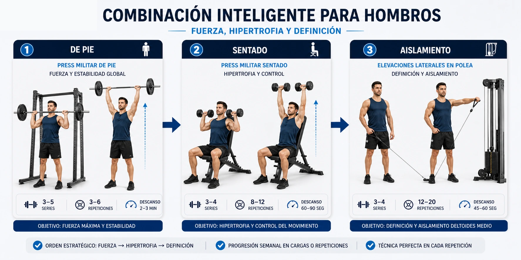 Imagen técnica sobre programación press militar pie sentado