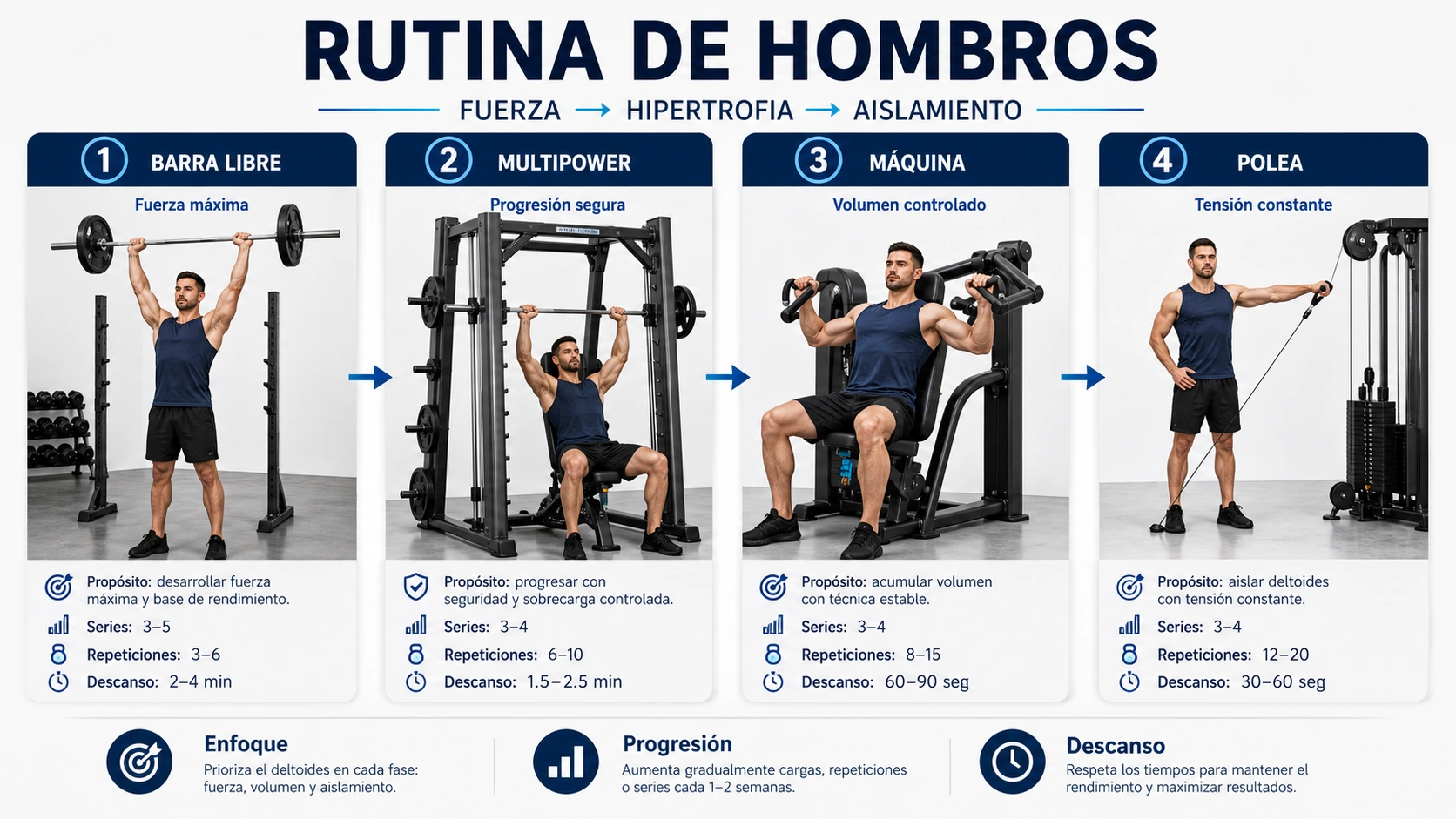 Imagen técnica sobre programar press militar multipower rutina
