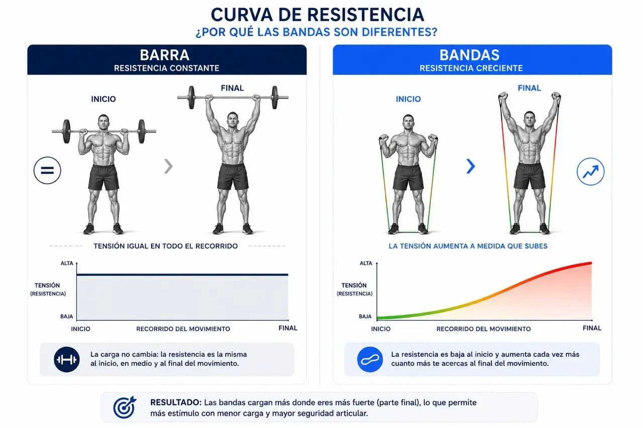Imagen técnica sobre resistencia barra vs banda press militar