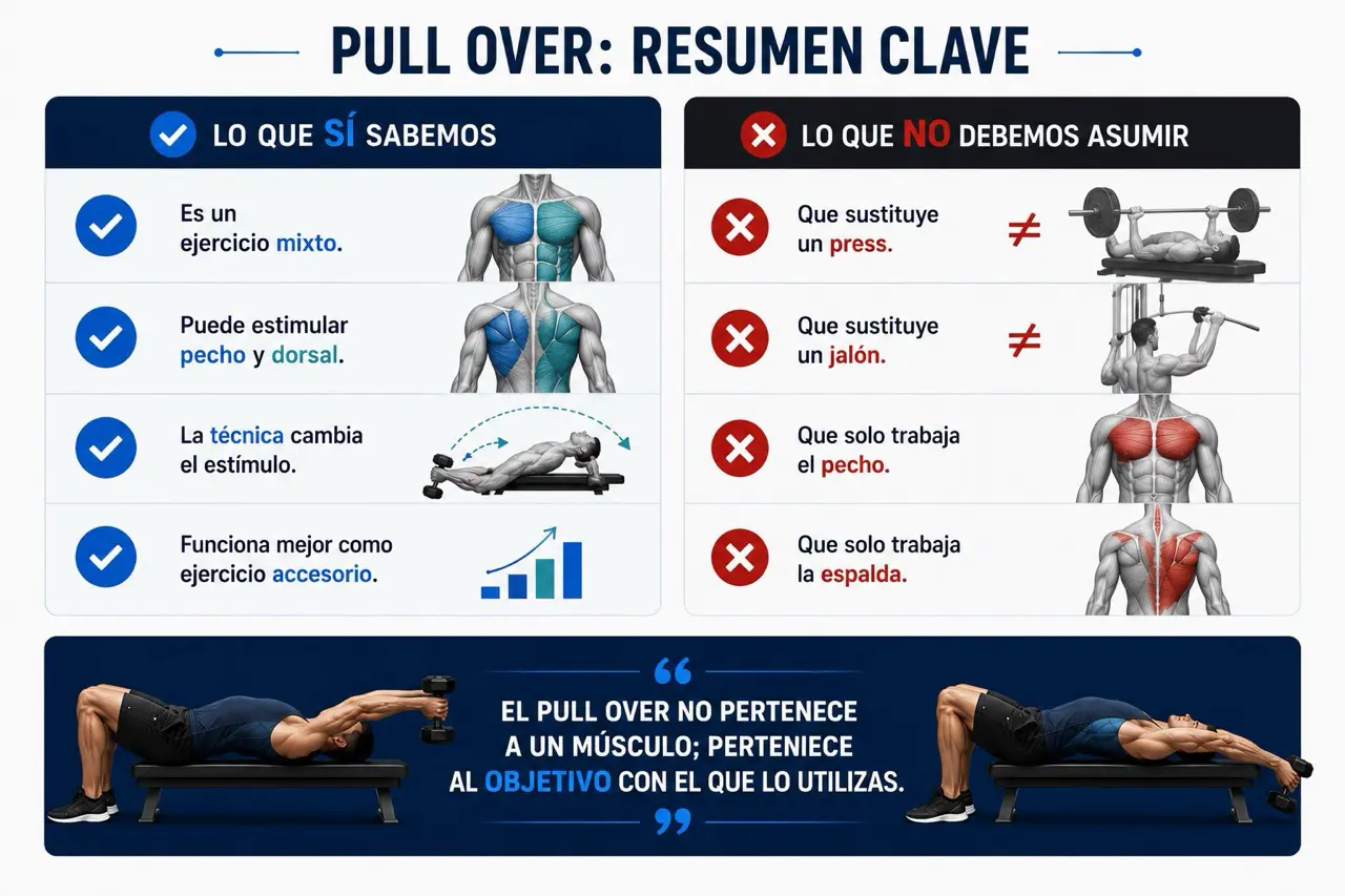 Comparativa editorial sobre lo que sabemos y lo que no debemos asumir del pull over como ejercicio mixto de pecho y espalda