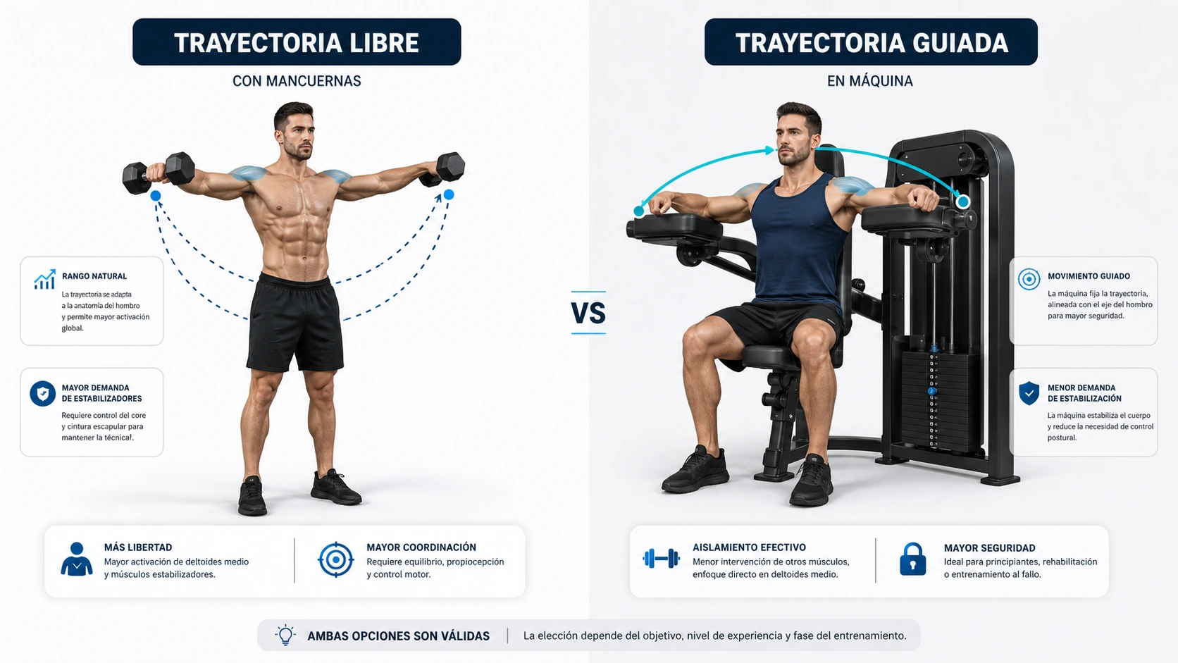 Imagen técnica sobre trayectoria libre vs guiada máquina