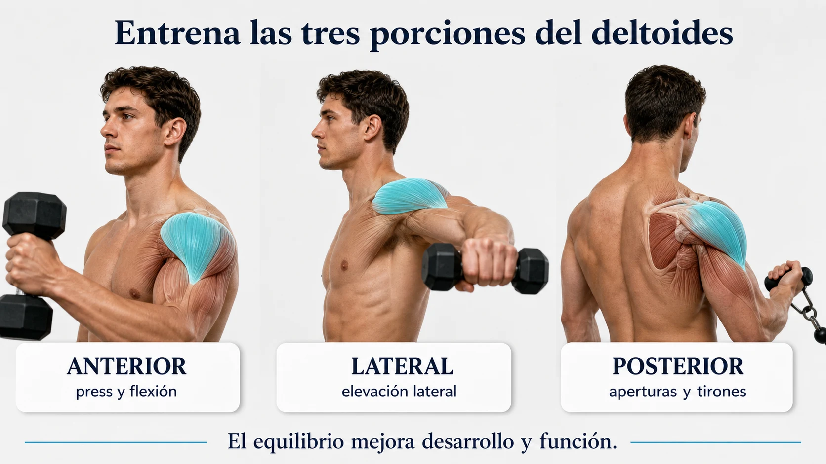 Porciones anterior lateral y posterior del deltoides