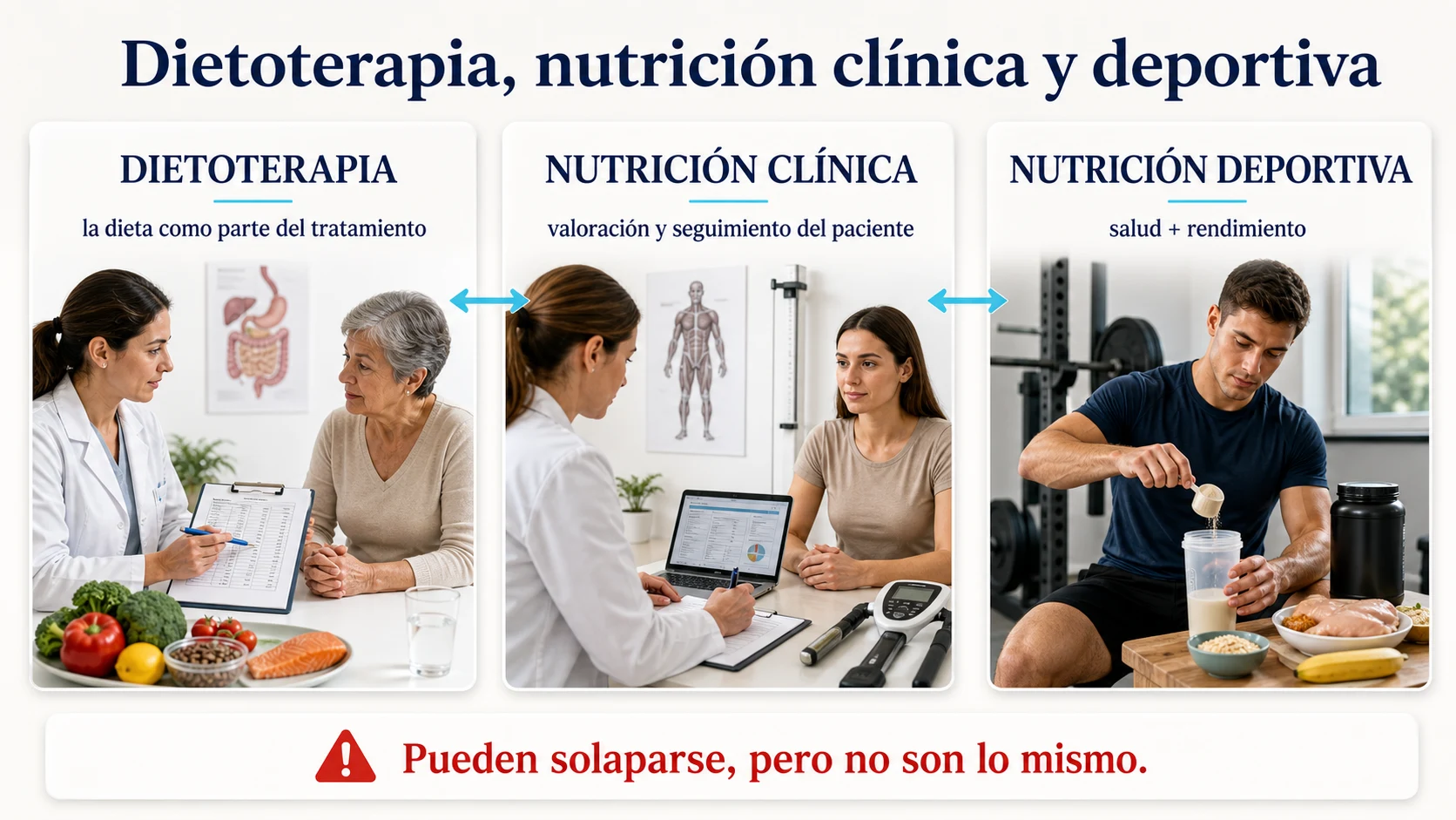 Diferencias entre dietoterapia nutrición clínica y nutrición deportiva