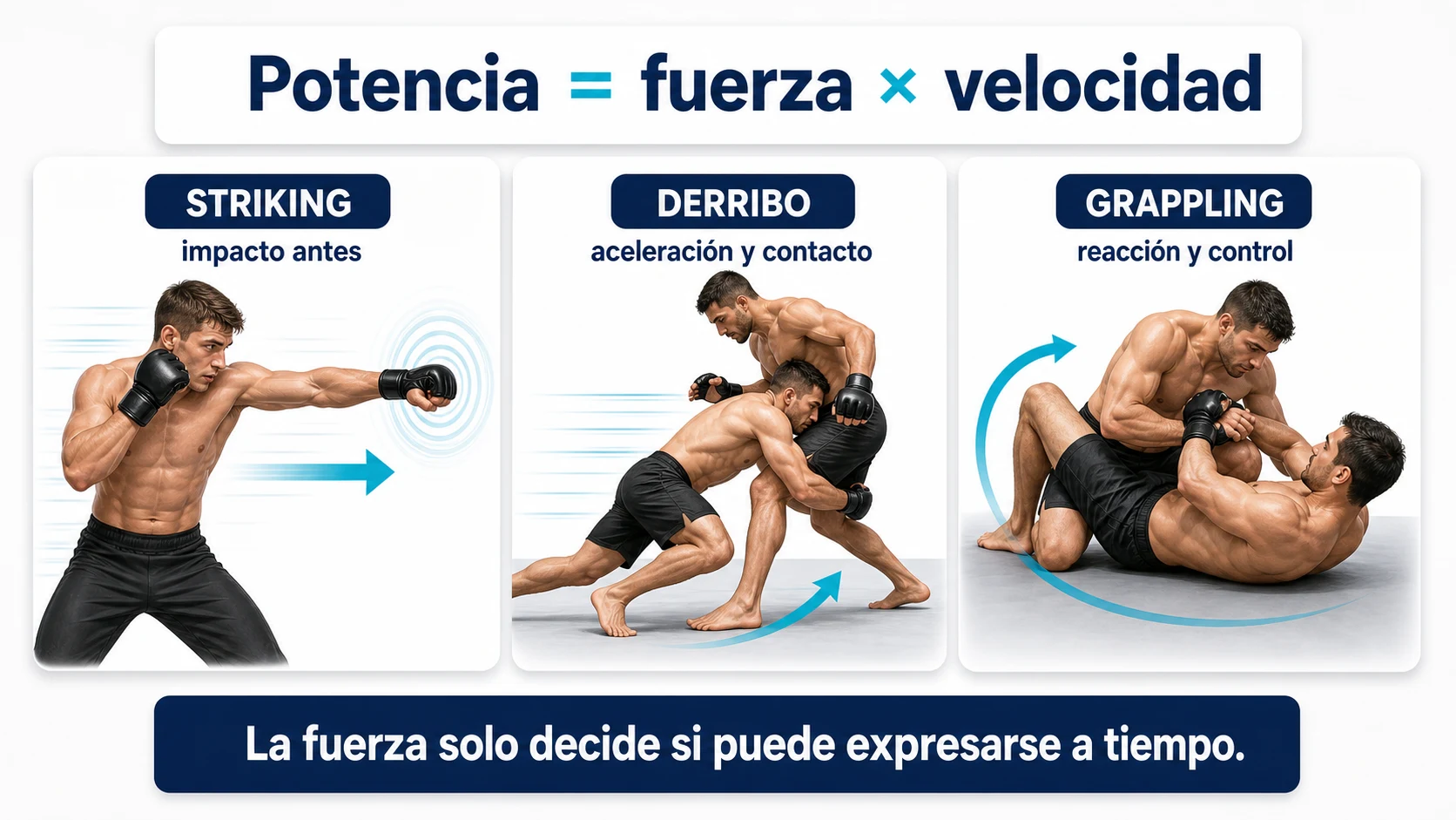 Potencia en MMA como producto de fuerza y velocidad aplicada al striking derribo y grappling