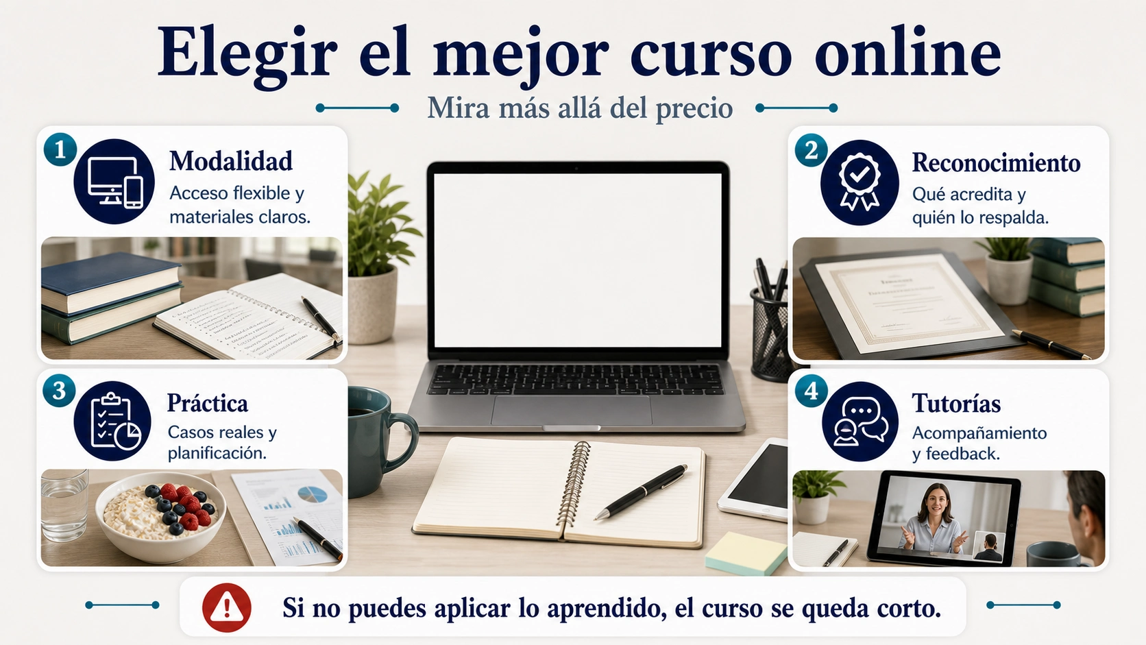 Checklist para elegir el mejor curso de nutrición deportiva online con modalidad reconocimiento práctica y tutorías