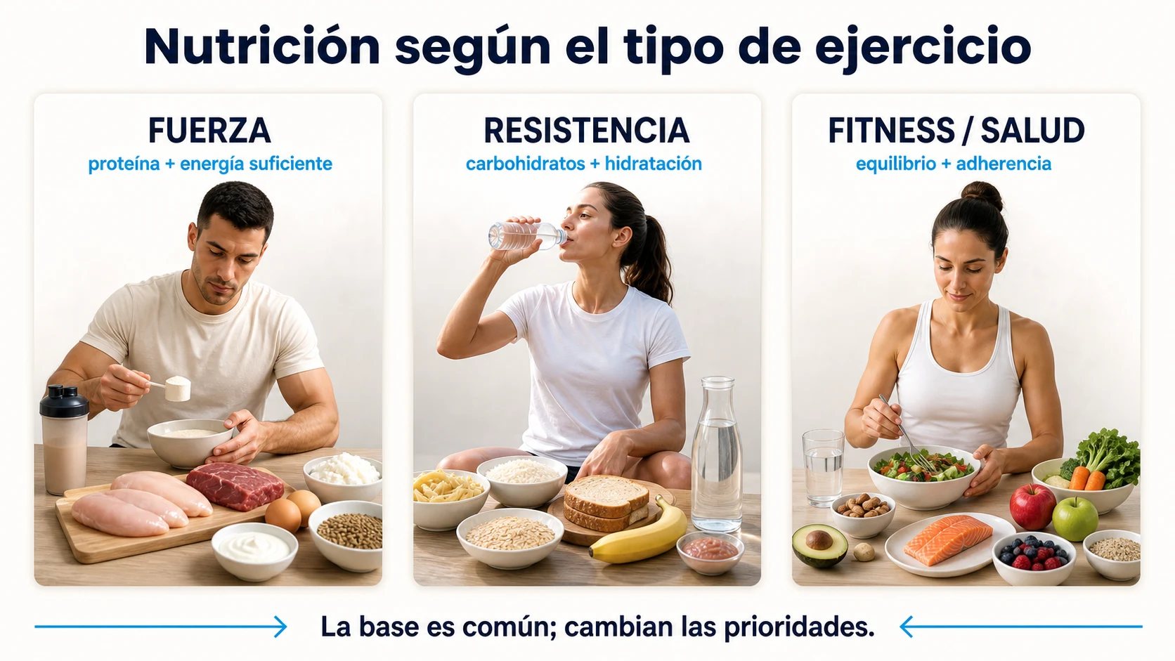 Prioridades nutricionales para fuerza resistencia y fitness orientado a la salud