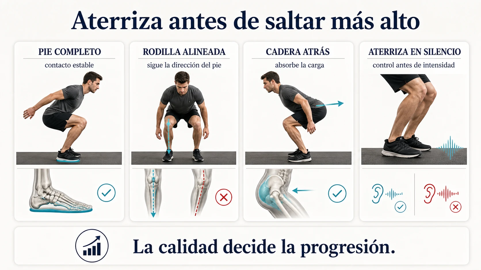 Técnica de aterrizaje estable en pliometría