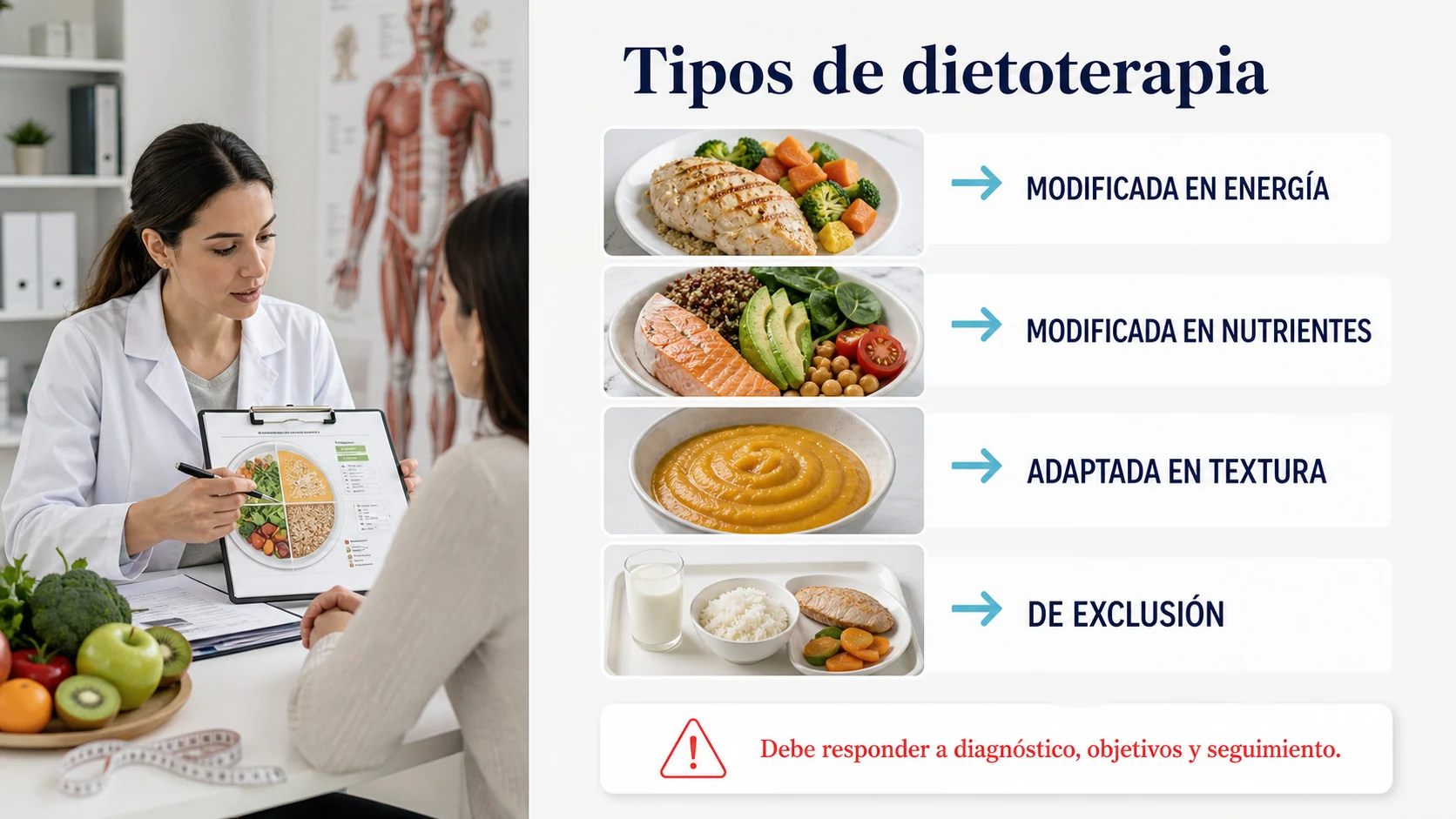 Tipos de dietoterapia modificada en energía nutrientes textura o exclusión