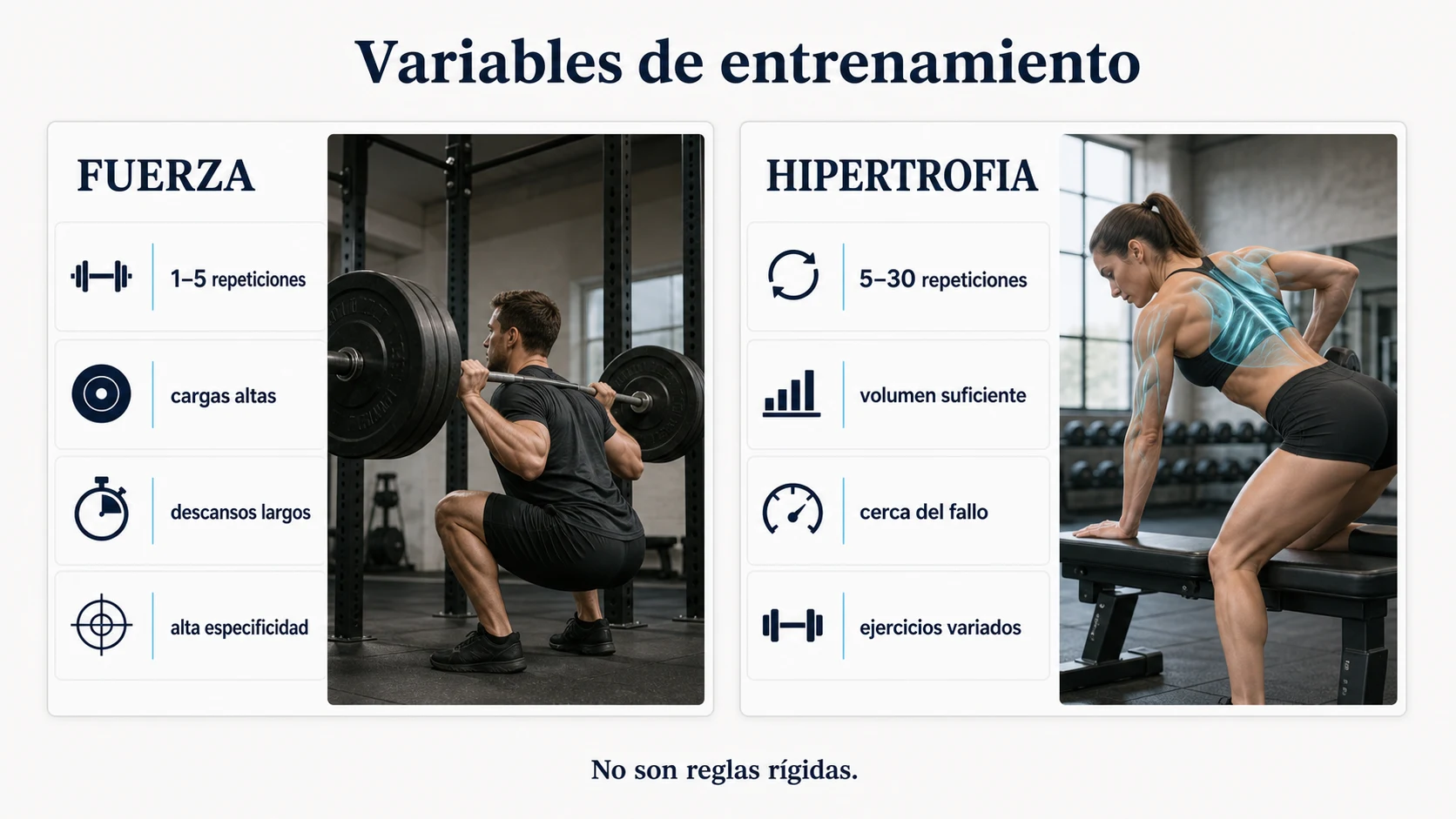 Variables de entrenamiento para fuerza e hipertrofia