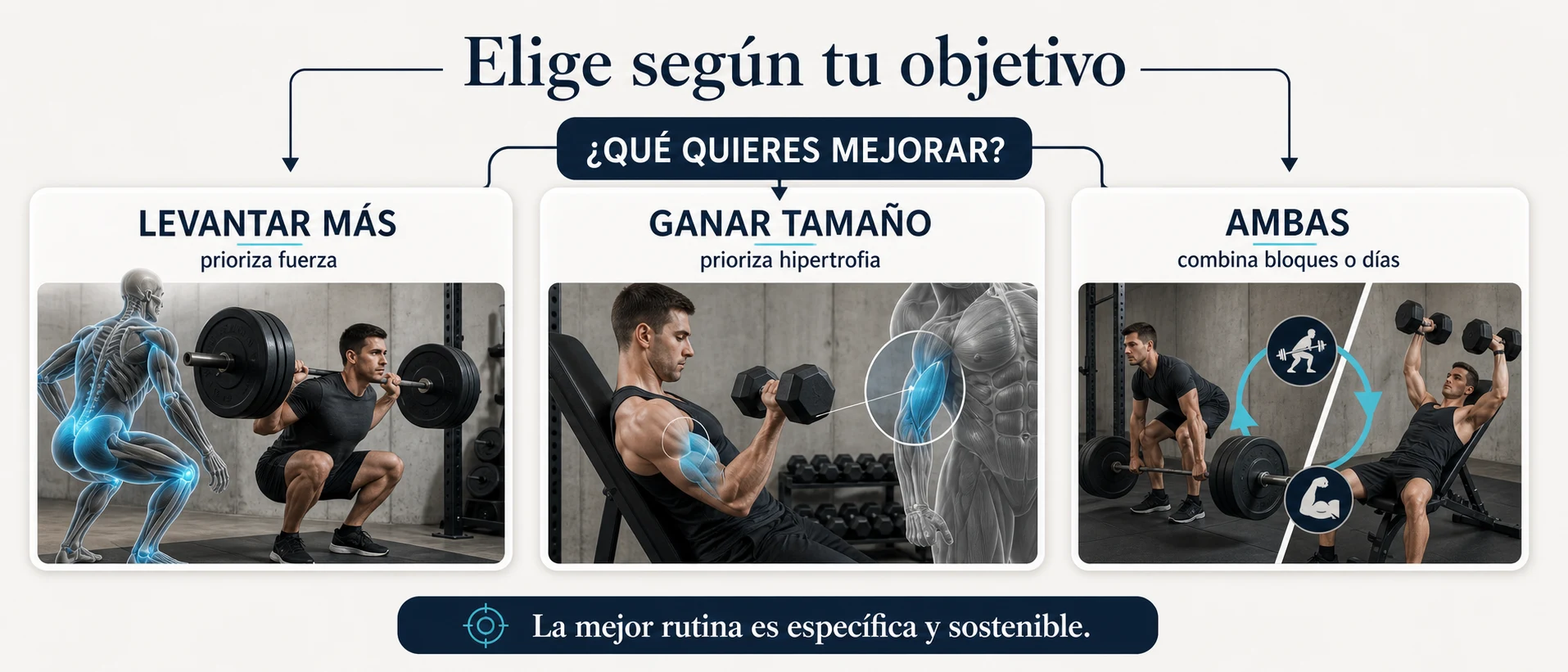 Decisión entre fuerza hipertrofia o ambas
