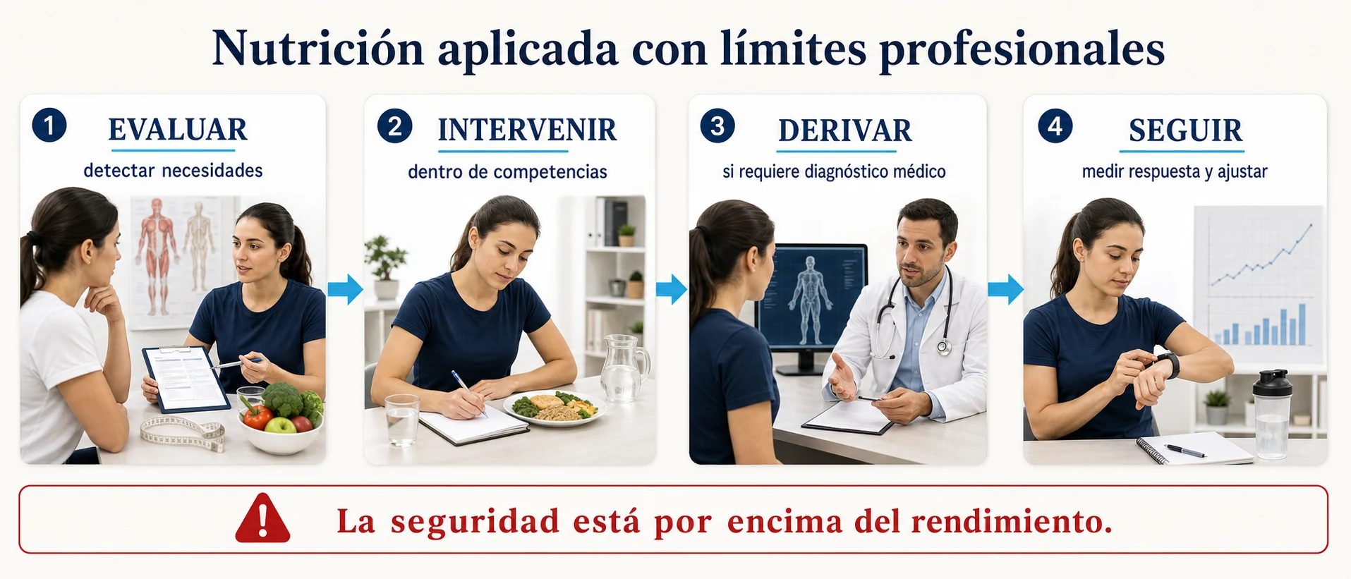 Proceso profesional de evaluar intervenir derivar y seguir en nutrición