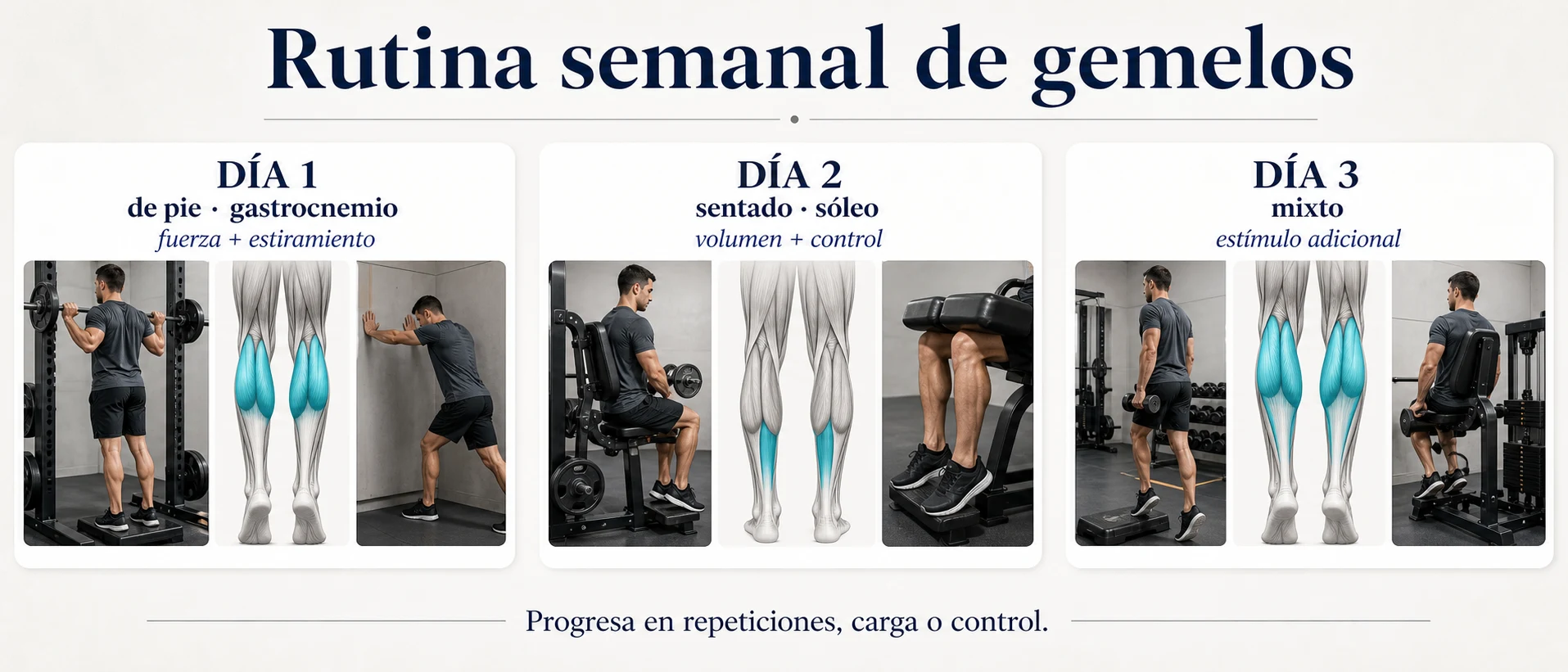 Rutina semanal de gemelos para gastrocnemio sóleo y trabajo mixto