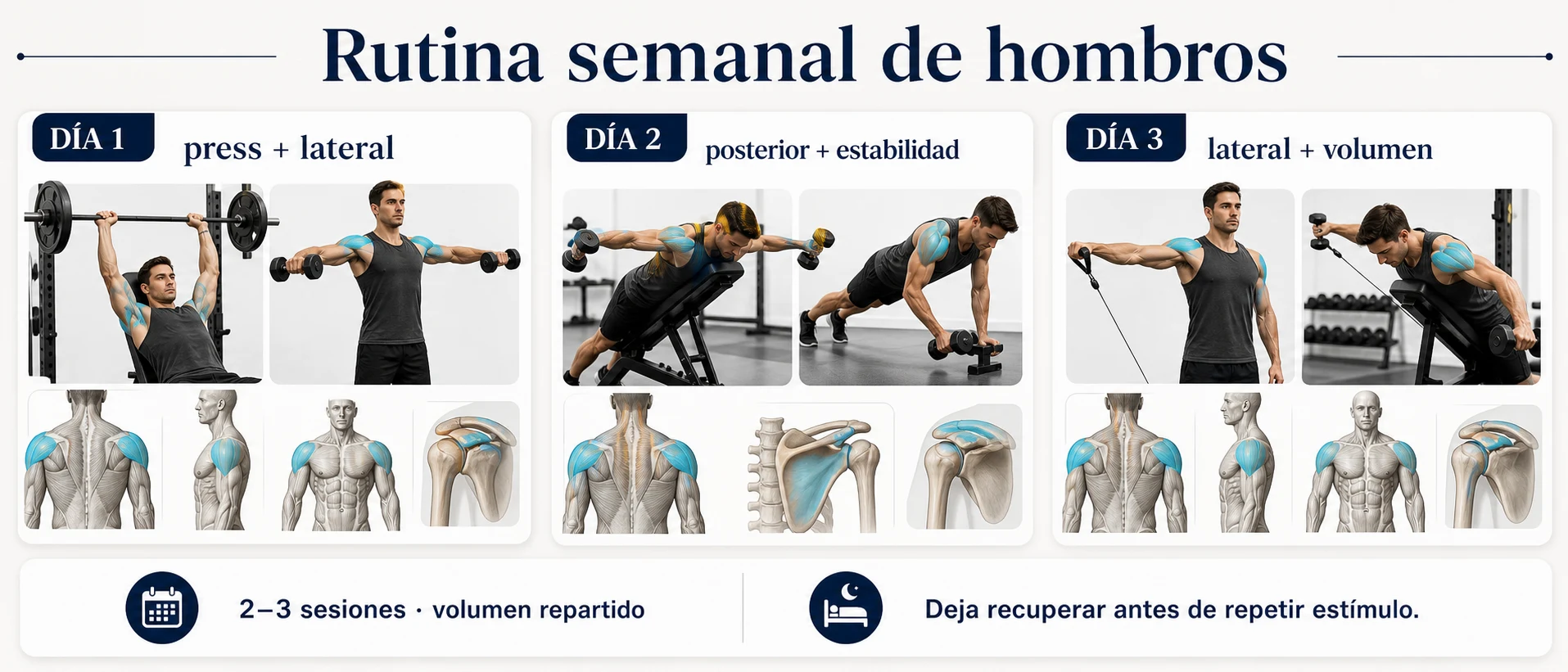 Rutina semanal de hipertrofia de hombros