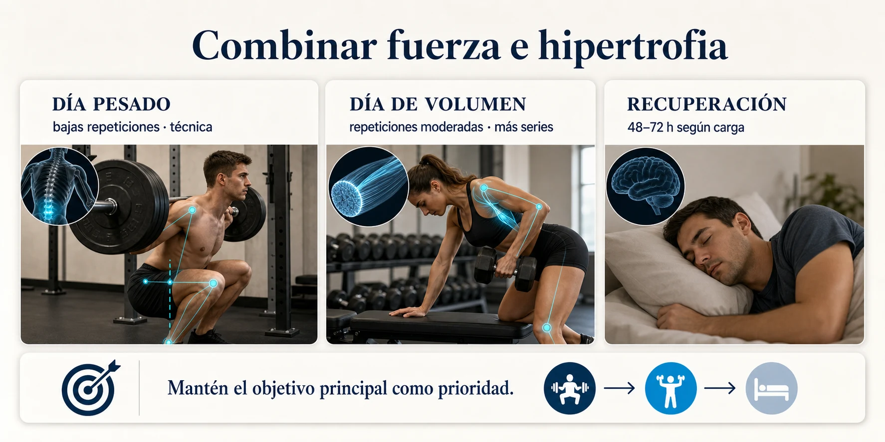 Semana para combinar fuerza e hipertrofia