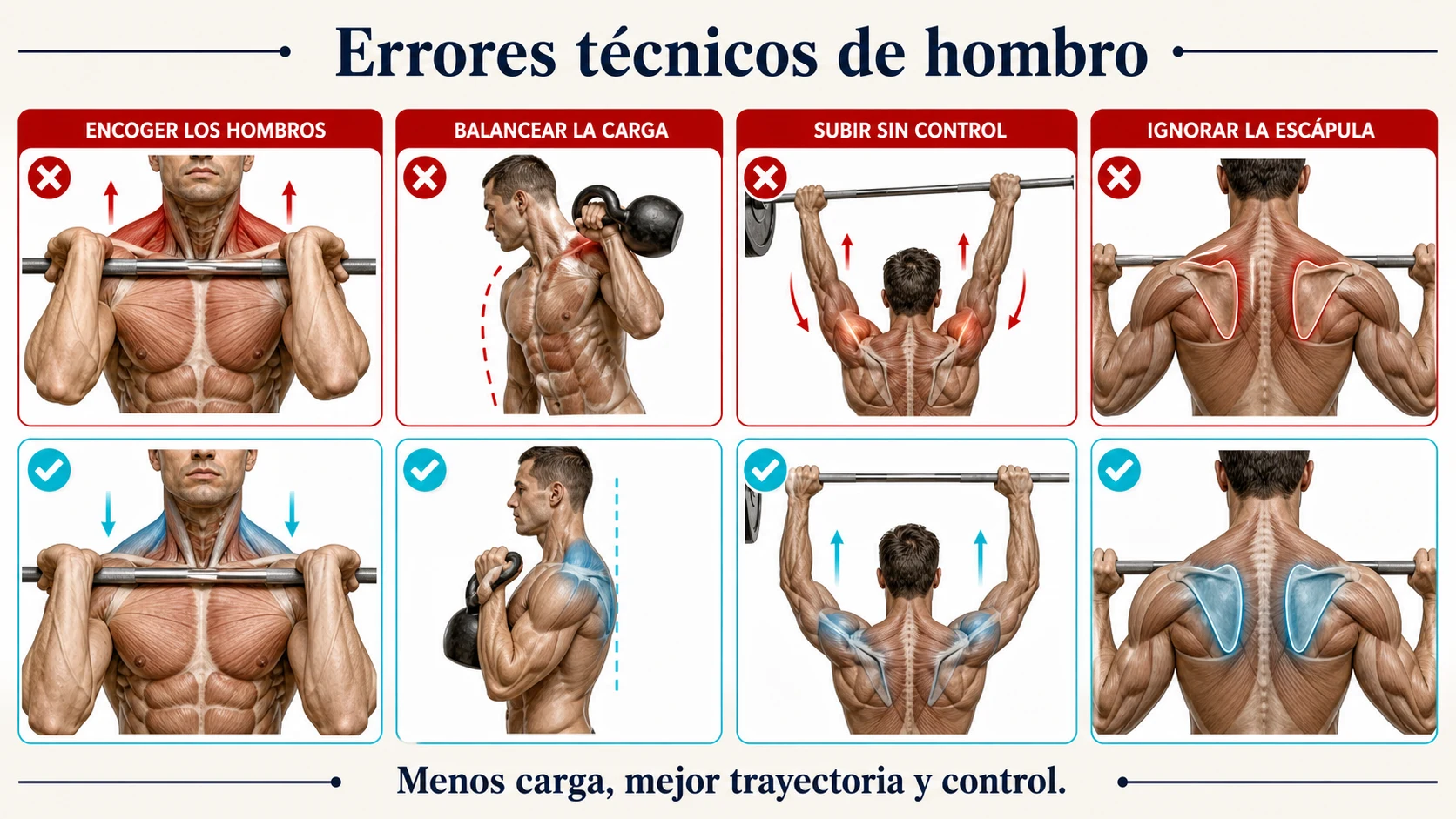 Errores técnicos en ejercicios de hombro