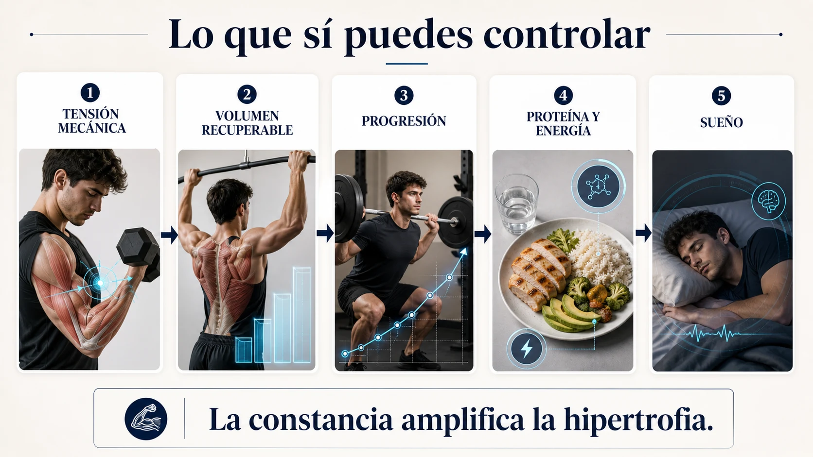 Factores controlables para favorecer hipertrofia muscular