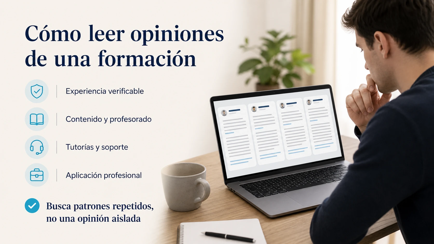 Criterios para interpretar opiniones de alumnos sobre una formación online
