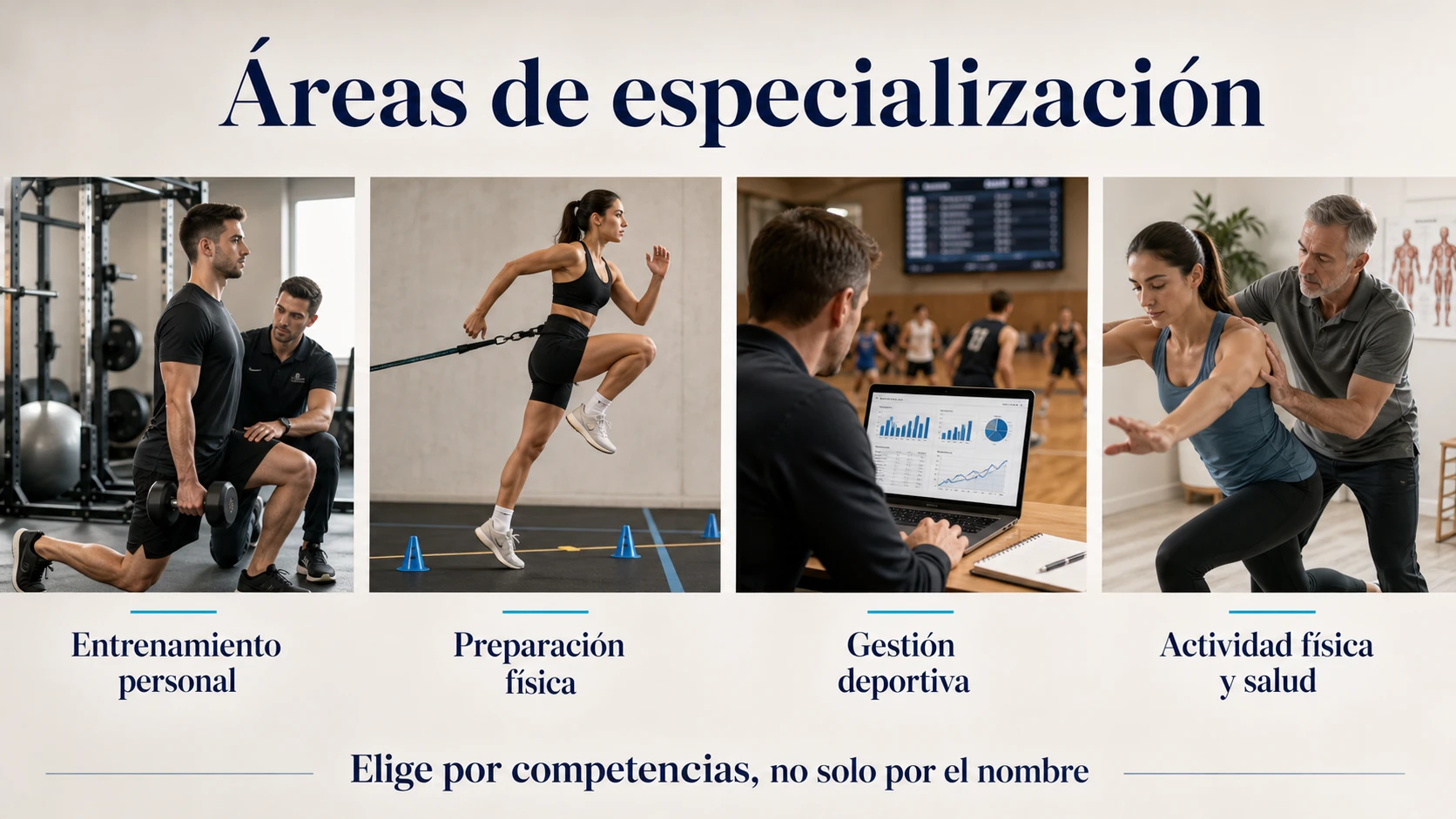 Áreas habituales de especialización en diplomados deportivos