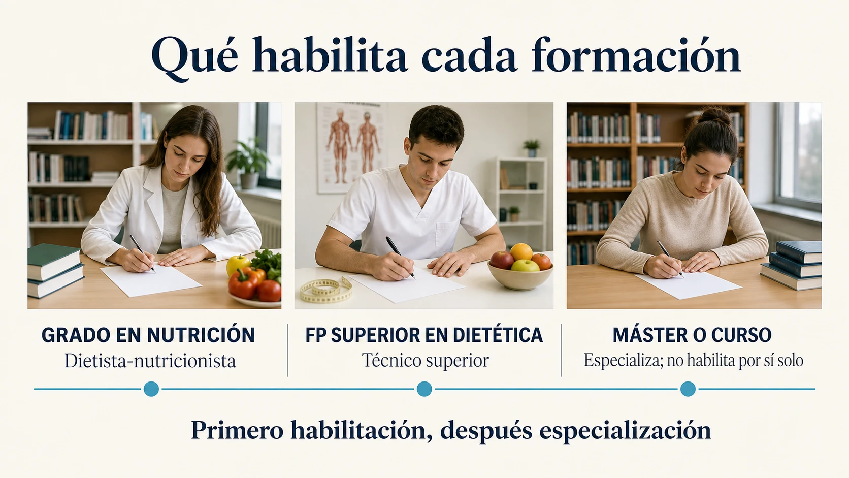 Titulaciones y alcance profesional en nutrición en España